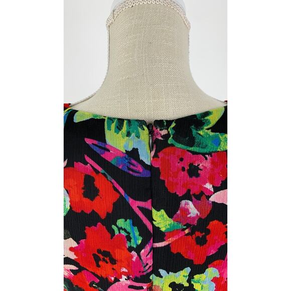 Tahari Arthur S. Levine Womens Dress Tie-Waist Vibrant Floral Size 4 V Neck - Picture 8 of 14